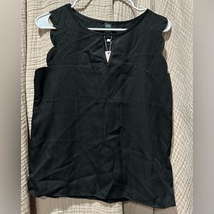 Elegant Black Scalloped Tank Top